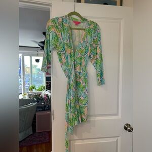 Lilly Pulitzer Karlie Wrap Romper Limes Vitamin Sea XL